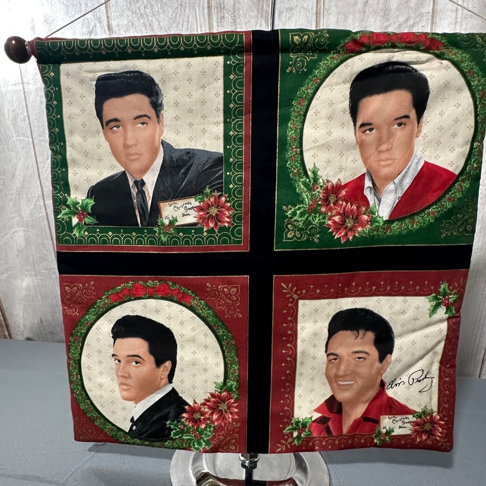 Handmade Elvis Presley Christmas Decorative Wall Tapestry - Picture 2 of 5